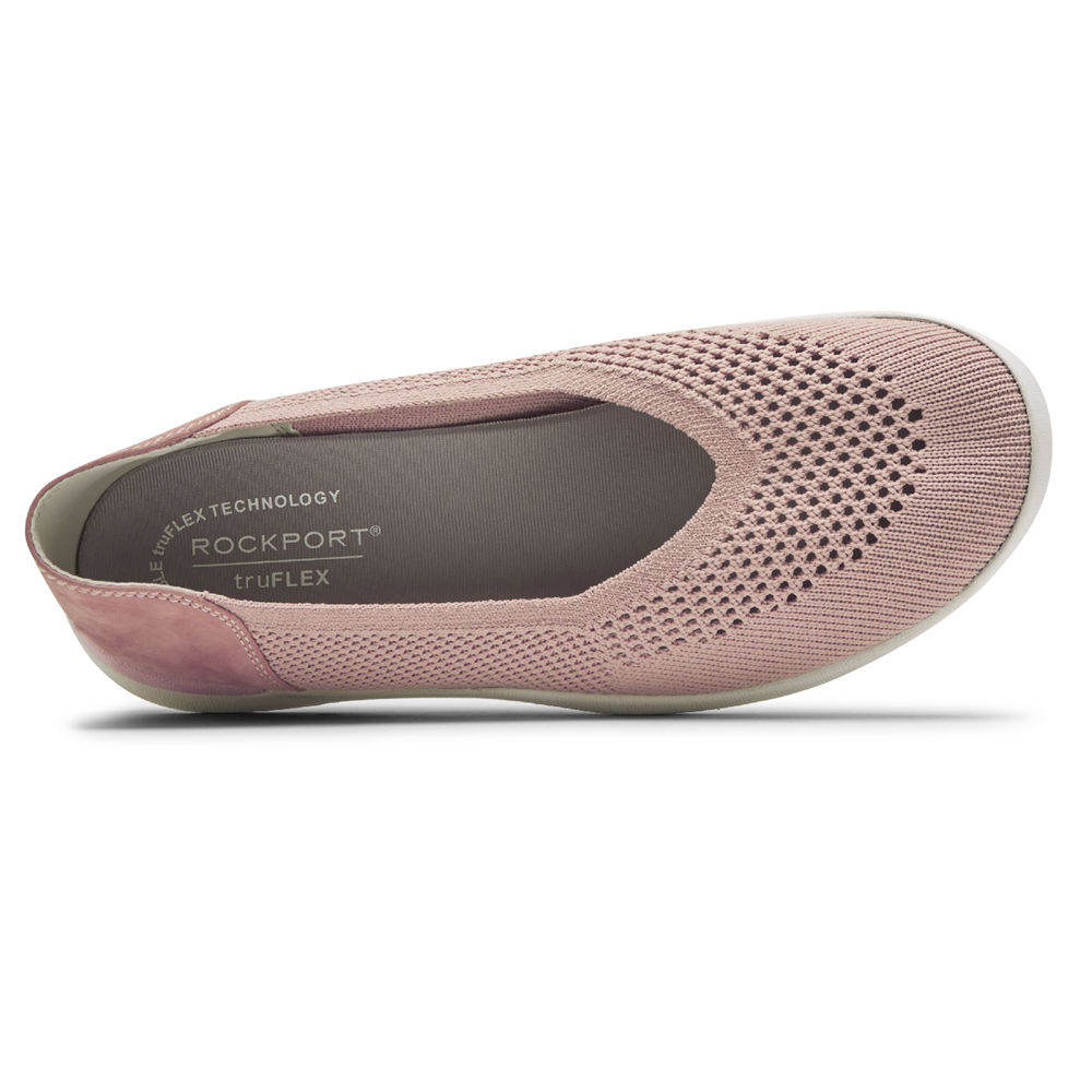 Rockport Flats Sko Dame Rosa - Truflex Fly Strikke Ballet - HQGT84196